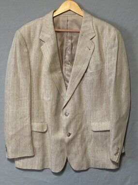VTG Woodmere Jacket 46R Tan Tweed Blazer Quiet Luxury Riviera Coastal Old Money